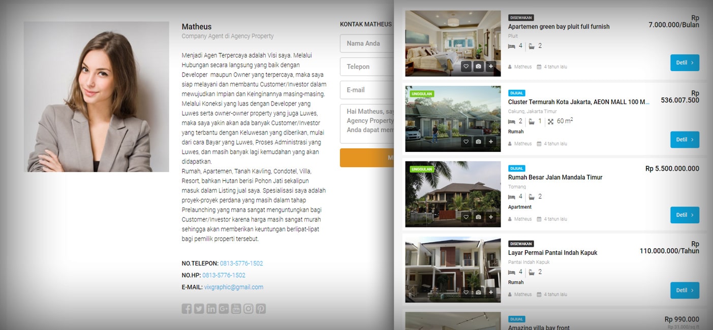 Halaman Profil Agent